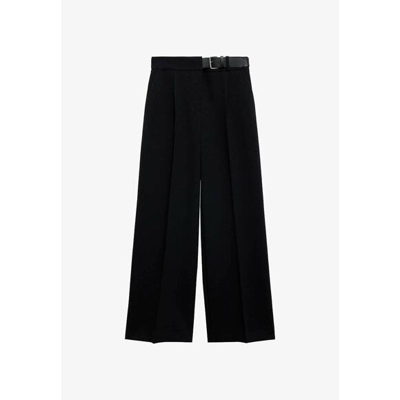 Mango Belt Straight-fit Pants - 2 - Black - Picture 1 of 7